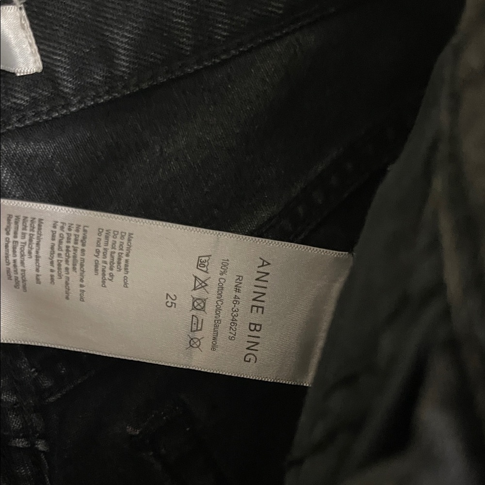 Anine Bing Black Jean Shorts with Frayed Hem - Picture 4 of 5